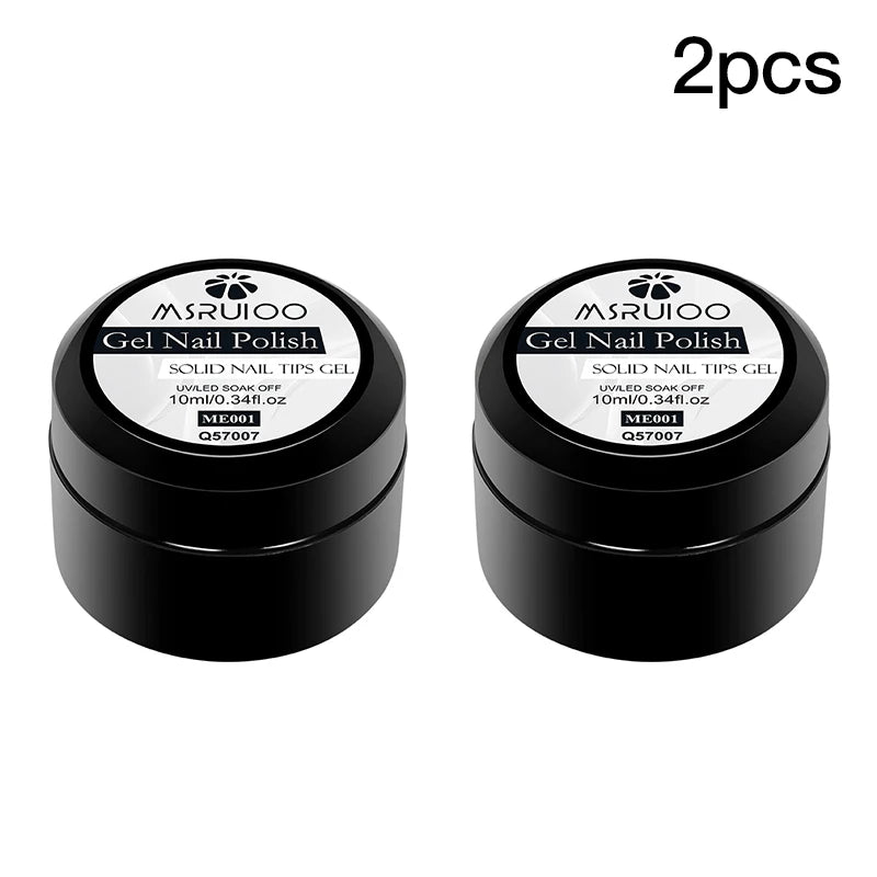 MSRUIOO 10ml Gel Sólido Transparente para Tips de Unhas de Longa Duração Sem Bolhas Gel de Construção UV/LED para Unhas Manicure de Salão Doméstico Design DIY