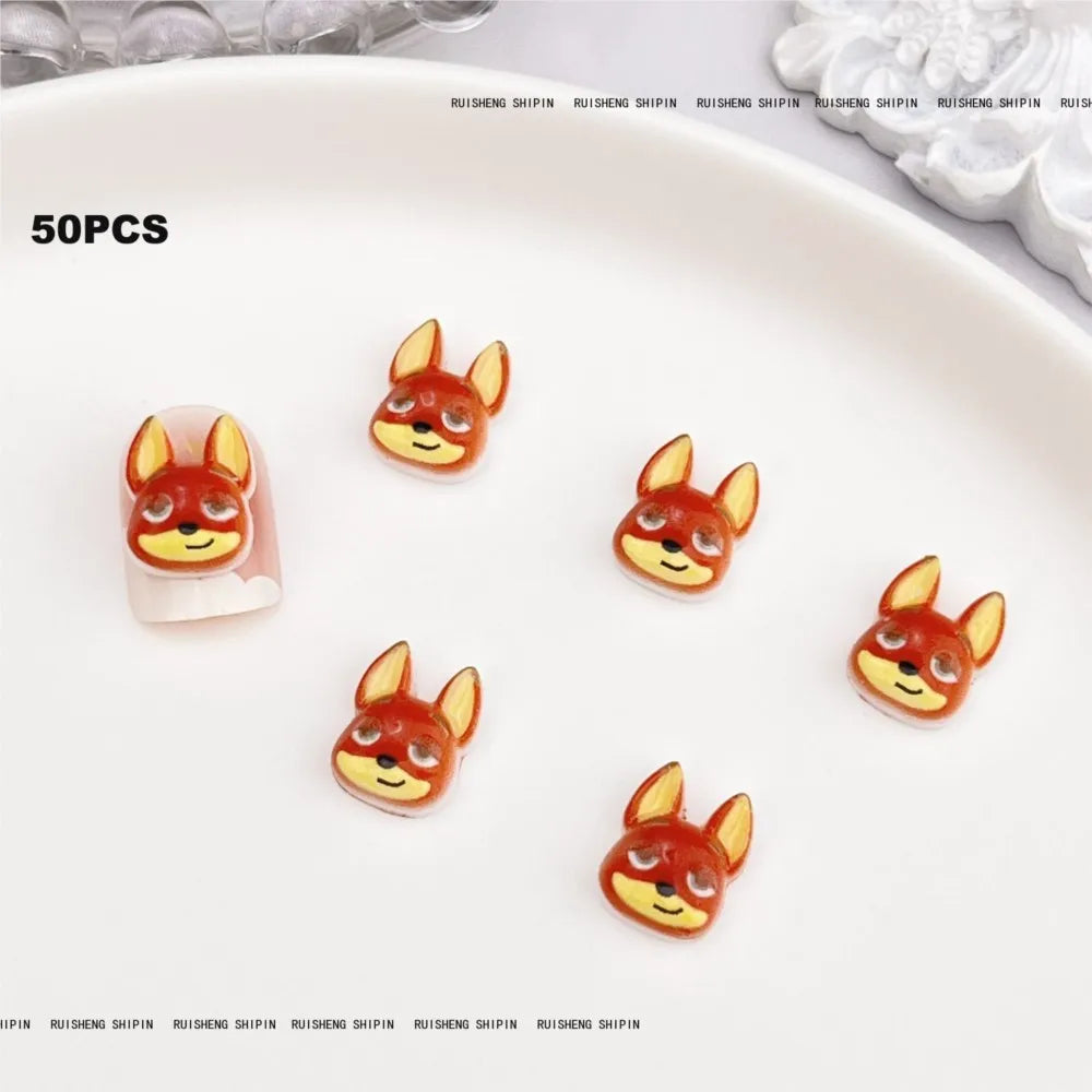 Kit com 50 Peças — Charms de Resina para Unhas Stitch, Zootopia, Sullivan, Chip & Dale | Decoração Kawaii para Manicure