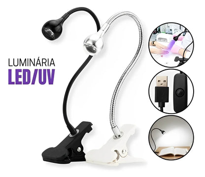 C mini Led Table USB Lamp Com Clipe UV Flexível Para Unhas - Loja Neverdie