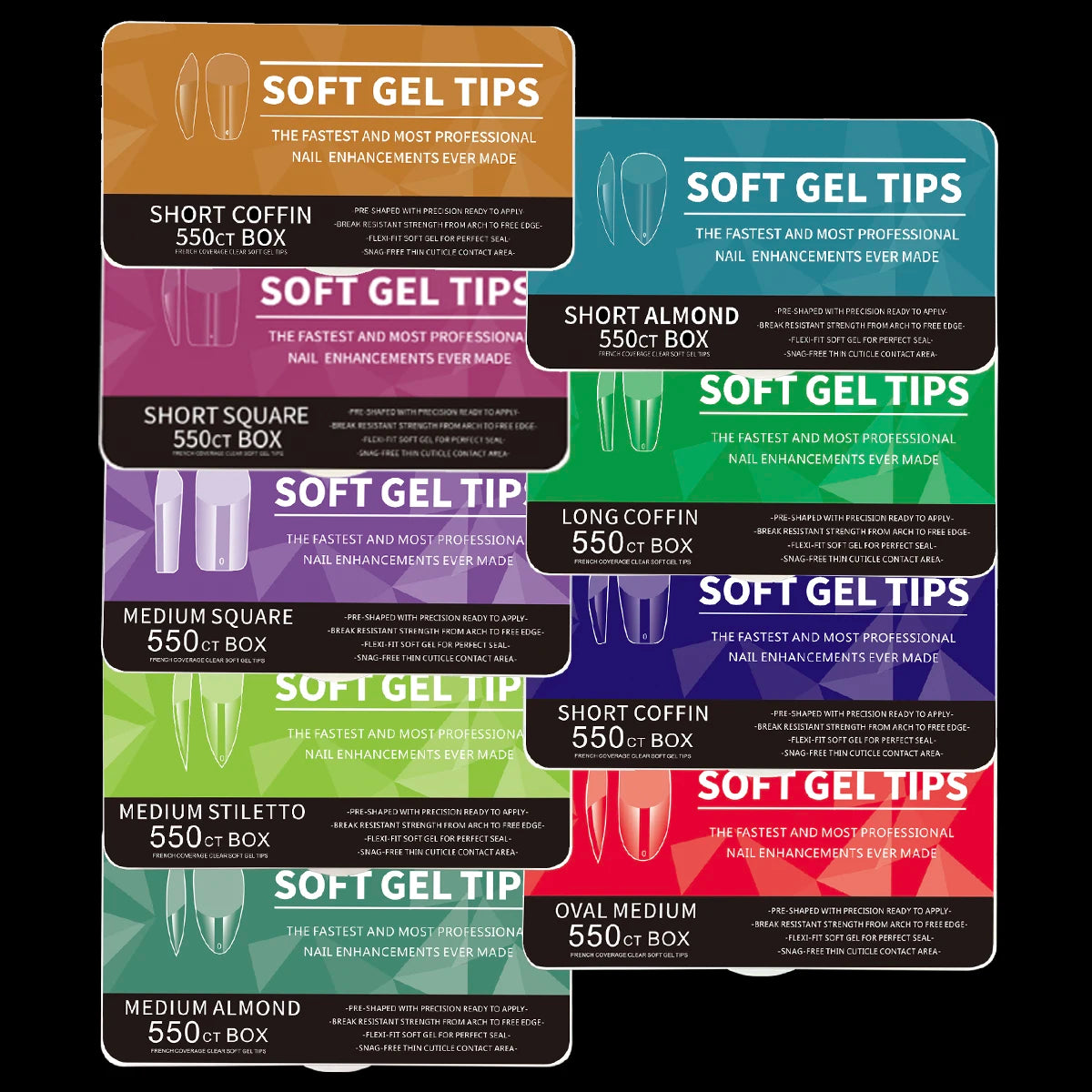 550Pcs Unhas Postiças Mulher Meninas Médio Curto Amêndoa Caixão Cobertura Completa Matte Extensão de Unhas Dicas Acrílico Meia Cobertura unhas postiças