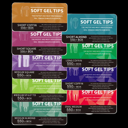 550Pcs Unhas Postiças Mulher Meninas Médio Curto Amêndoa Caixão Cobertura Completa Matte Extensão de Unhas Dicas Acrílico Meia Cobertura unhas postiças