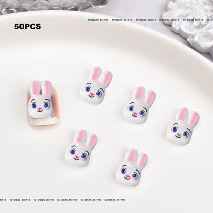 Kit com 50 Peças — Charms de Resina para Unhas Stitch, Zootopia, Sullivan, Chip & Dale | Decoração Kawaii para Manicure