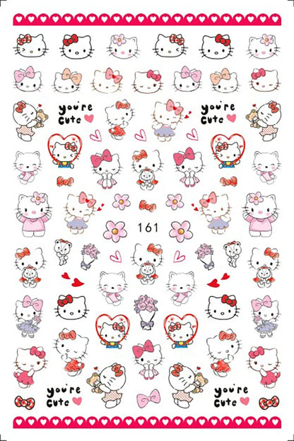 Miniso Adesivos de Unha Duas Dimensões 2D Anime Personagem Adesivo Decoração de Unhas Desenho Animado Hello Kitty Adesivos de Brinquedo Para Unhas
