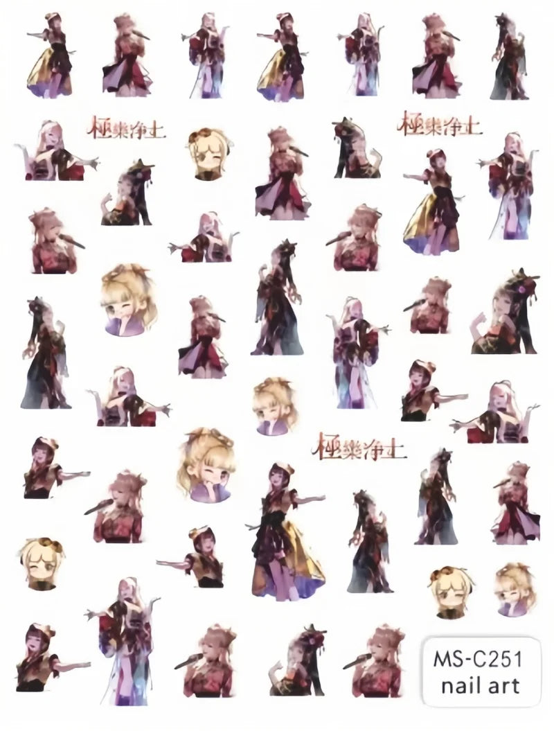 Miniso Adesivos de Unha Duas Dimensões 2D Anime Personagem Adesivo Decoração de Unhas Desenho Animado Hello Kitty Adesivos de Brinquedo Para Unhas