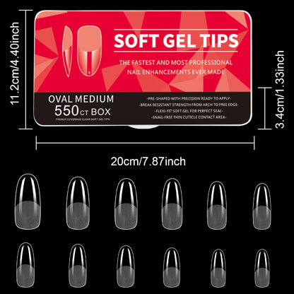 550Pcs Unhas Postiças Mulher Meninas Médio Curto Amêndoa Caixão Cobertura Completa Matte Extensão de Unhas Dicas Acrílico Meia Cobertura unhas postiças