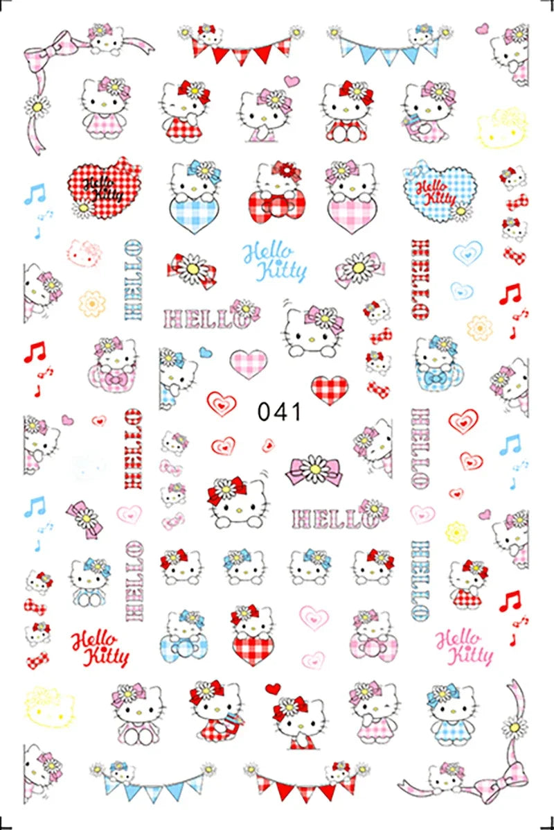 Miniso Adesivos de Unha Duas Dimensões 2D Anime Personagem Adesivo Decoração de Unhas Desenho Animado Hello Kitty Adesivos de Brinquedo Para Unhas