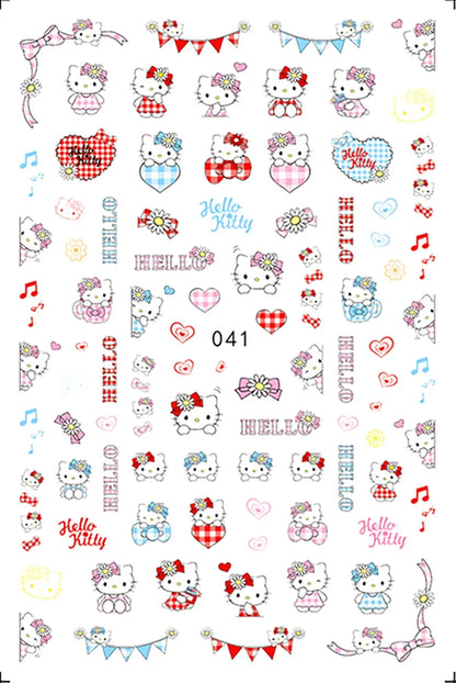 Miniso Adesivos de Unha Duas Dimensões 2D Anime Personagem Adesivo Decoração de Unhas Desenho Animado Hello Kitty Adesivos de Brinquedo Para Unhas