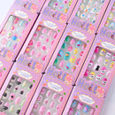 24 Pçs/caixa Unhas infantis para meninas, padrão de desenho animado, unhas postiças fofas para crianças, pontas de unhas falsas kawaii acrílicas artificiais de pressão na unha + ferramenta