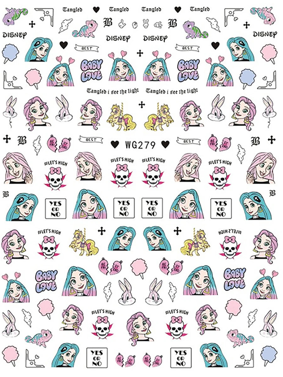 Adesivos de Unha 3D do Ursinho Pooh Desenho Animado Materiais de Arte de Unha da Disney Stitch Princesa da Disney Adesivos de Anime Para Unhas Postiças