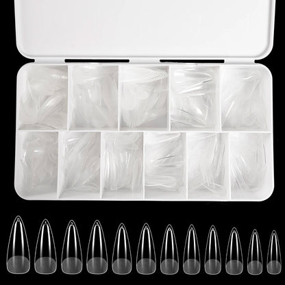 550Pcs Unhas Postiças Mulher Meninas Médio Curto Amêndoa Caixão Cobertura Completa Matte Extensão de Unhas Dicas Acrílico Meia Cobertura unhas postiças