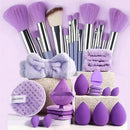Conjunto de maquiagem de 33 peças, kit de beleza com esponjas de beleza grandes e pequenas para aplicação e remoção de maquiagem impecável, conjunto completo.