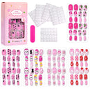 120 Unhas Postiças Infantis, Unhas de Acrílico com Desenhos Animados para Crianças, Unhas Curtas Kawaii para Meninas com Cobertura Total, Unhas Falsas com Cola de Gel