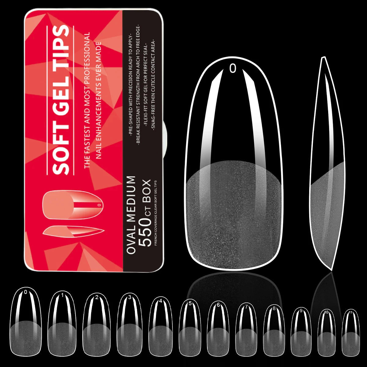 550Pcs Unhas Postiças Mulher Meninas Médio Curto Amêndoa Caixão Cobertura Completa Matte Extensão de Unhas Dicas Acrílico Meia Cobertura unhas postiças