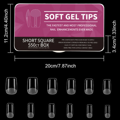 550Pcs Unhas Postiças Mulher Meninas Médio Curto Amêndoa Caixão Cobertura Completa Matte Extensão de Unhas Dicas Acrílico Meia Cobertura unhas postiças