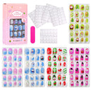120 Unhas Postiças Infantis, Unhas de Acrílico com Desenhos Animados para Crianças, Unhas Curtas Kawaii para Meninas com Cobertura Total, Unhas Falsas com Cola de Gel