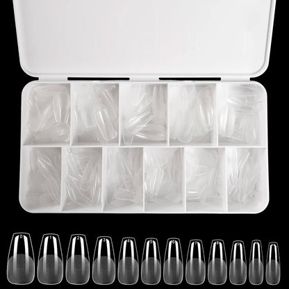 550Pcs Unhas Postiças Mulher Meninas Médio Curto Amêndoa Caixão Cobertura Completa Matte Extensão de Unhas Dicas Acrílico Meia Cobertura unhas postiças