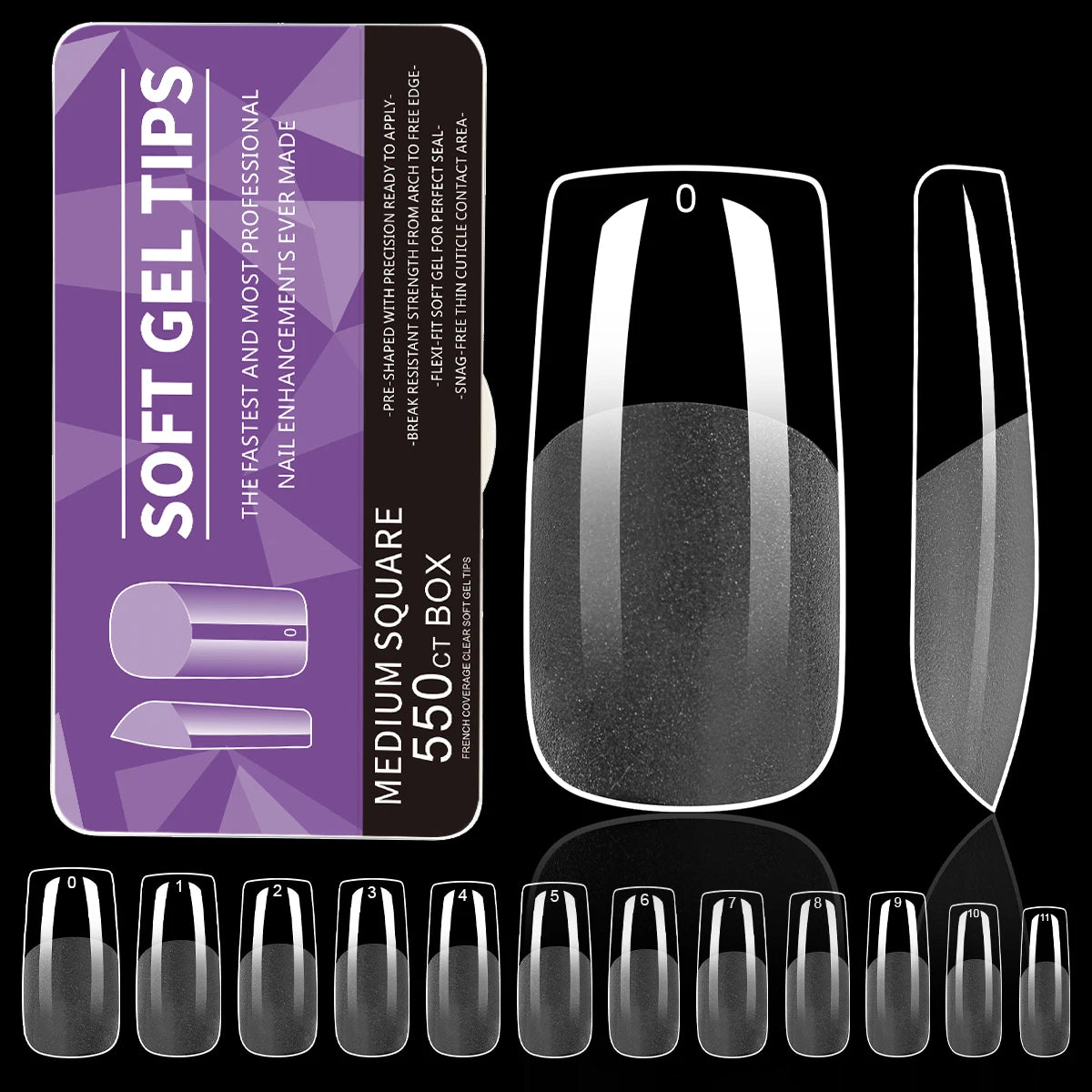 550Pcs Unhas Postiças Mulher Meninas Médio Curto Amêndoa Caixão Cobertura Completa Matte Extensão de Unhas Dicas Acrílico Meia Cobertura unhas postiças