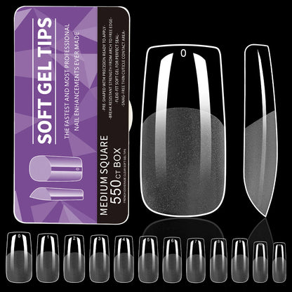 550Pcs Unhas Postiças Mulher Meninas Médio Curto Amêndoa Caixão Cobertura Completa Matte Extensão de Unhas Dicas Acrílico Meia Cobertura unhas postiças