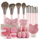 Conjunto de maquiagem de 33 peças, kit de beleza com esponjas de beleza grandes e pequenas para aplicação e remoção de maquiagem impecável, conjunto completo.
