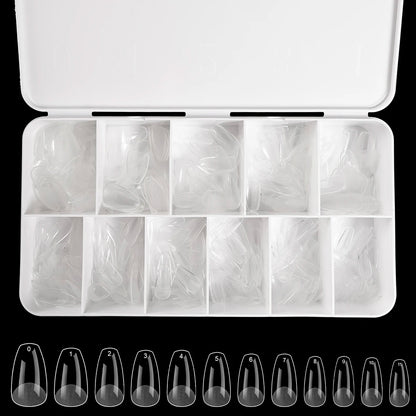 550Pcs Unhas Postiças Mulher Meninas Médio Curto Amêndoa Caixão Cobertura Completa Matte Extensão de Unhas Dicas Acrílico Meia Cobertura unhas postiças