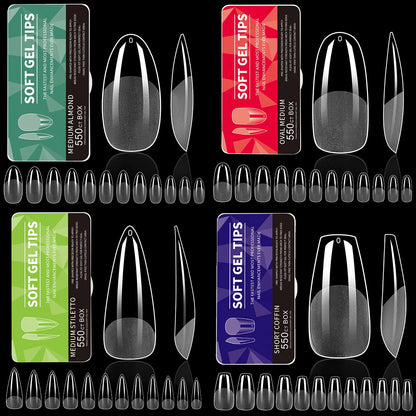 550Pcs Unhas Postiças Mulher Meninas Médio Curto Amêndoa Caixão Cobertura Completa Matte Extensão de Unhas Dicas Acrílico Meia Cobertura unhas postiças