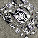 Adesivo de Unha 5D em Relevo para Halloween, Estilo Horror Japonês, Desenhos de Meninas, Aranha/Olhos, Decalques de Unhas de Personagens de Anime