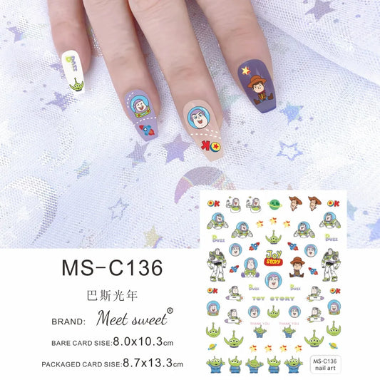 Adesivos de Unha 3D do Ursinho Pooh Desenho Animado Materiais de Arte de Unha da Disney Stitch Princesa da Disney Adesivos de Anime Para Unhas Postiças