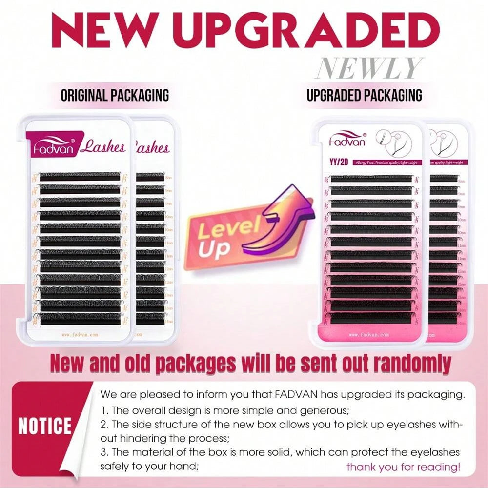 FADVAN YY Shape 6-15mm Cílios 2D 0.07/0.05mm Faux Mink C/D Curl Natural Soft Brazilian Premade Volume Fan Extensão de Cílios