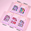 120 Unhas Postiças Infantis, Unhas de Acrílico com Desenhos Animados para Crianças, Unhas Curtas Kawaii para Meninas com Cobertura Total, Unhas Falsas com Cola de Gel
