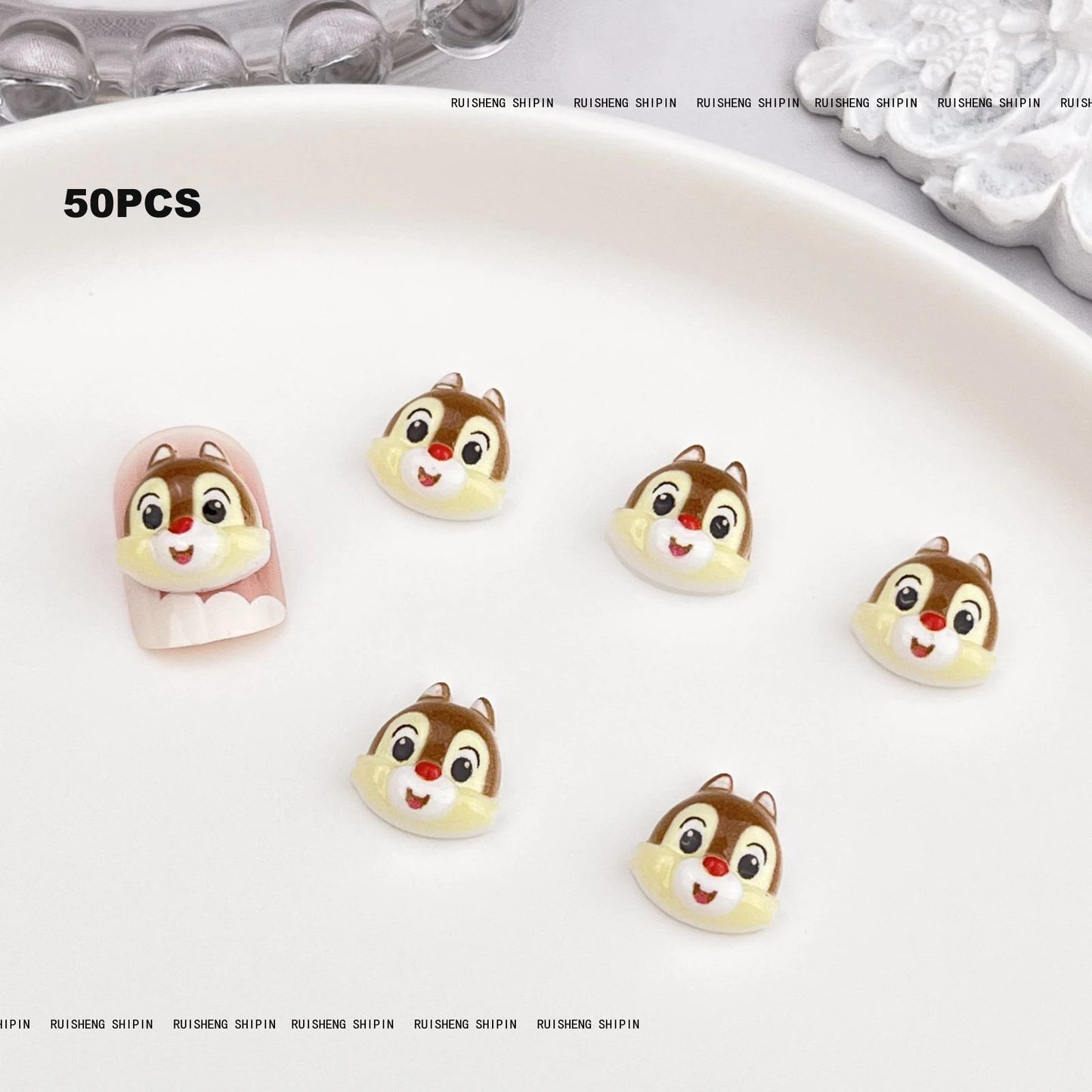 Kit com 50 Peças — Charms de Resina para Unhas Stitch, Zootopia, Sullivan, Chip & Dale | Decoração Kawaii para Manicure