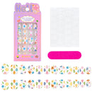 24 Pçs/caixa Unhas infantis para meninas, padrão de desenho animado, unhas postiças fofas para crianças, pontas de unhas falsas kawaii acrílicas artificiais de pressão na unha + ferramenta