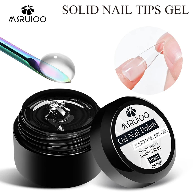 MSRUIOO 10ml Gel Sólido Transparente para Tips de Unhas de Longa Duração Sem Bolhas Gel de Construção UV/LED para Unhas Manicure de Salão Doméstico Design DIY