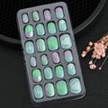 24 Pçs/caixa Unhas infantis para meninas, padrão de desenho animado, unhas postiças fofas para crianças, pontas de unhas falsas kawaii acrílicas artificiais de pressão na unha + ferramenta