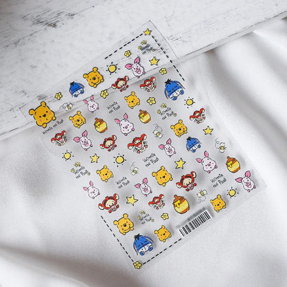 adesivo de unha 5D em relevo, novo desenho animado da Disney, Ursinho Pooh, adesivo de pressão para unhas, adesivo de anime