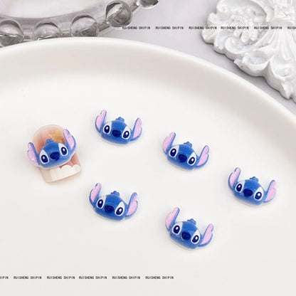 Kit com 50 Peças — Charms de Resina para Unhas Stitch, Zootopia, Sullivan, Chip & Dale | Decoração Kawaii para Manicure