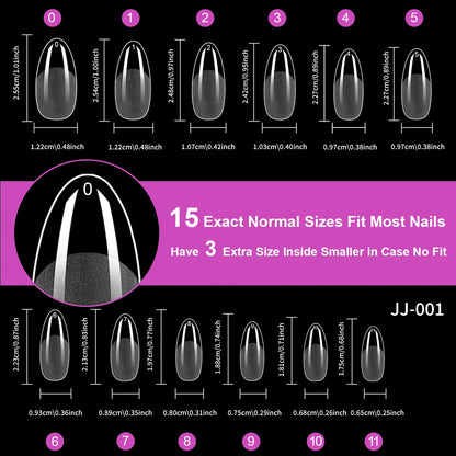 550Pcs Unhas Postiças Mulher Meninas Médio Curto Amêndoa Caixão Cobertura Completa Matte Extensão de Unhas Dicas Acrílico Meia Cobertura unhas postiças