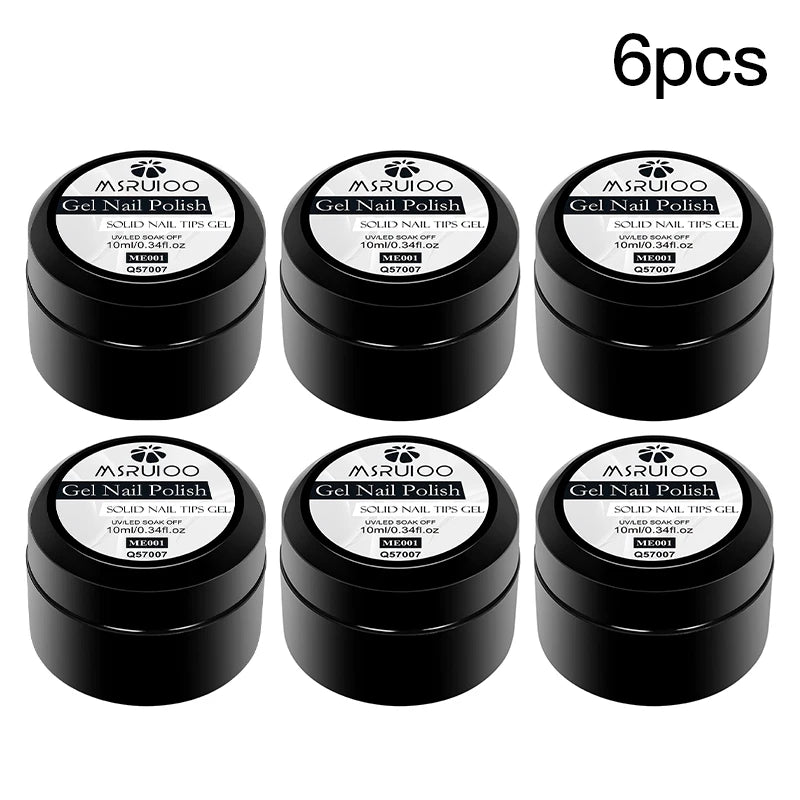 MSRUIOO 10ml Gel Sólido Transparente para Tips de Unhas de Longa Duração Sem Bolhas Gel de Construção UV/LED para Unhas Manicure de Salão Doméstico Design DIY