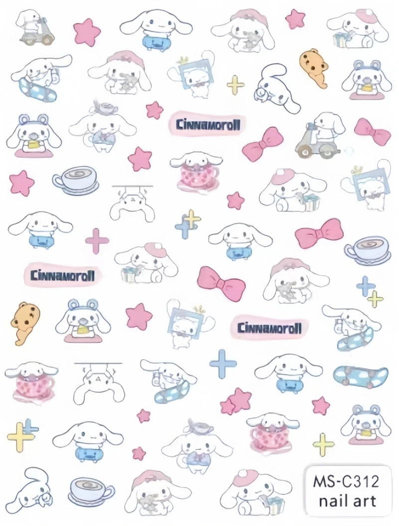 Miniso Adesivos de Unha Duas Dimensões 2D Anime Personagem Adesivo Decoração de Unhas Desenho Animado Hello Kitty Adesivos de Brinquedo Para Unhas