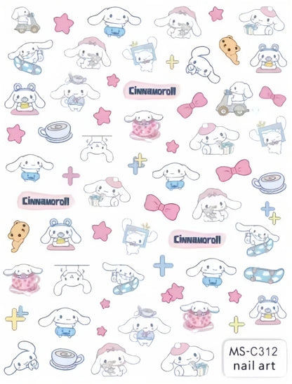 Miniso Adesivos de Unha Duas Dimensões 2D Anime Personagem Adesivo Decoração de Unhas Desenho Animado Hello Kitty Adesivos de Brinquedo Para Unhas