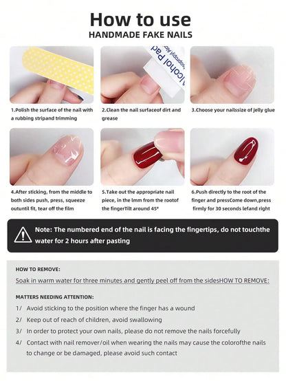 Kit com 10 Unhas Postiças Artesanais — Formato Caixão ABS | Estilo Maid Anime | Padrão Loli | Renda & Ballet