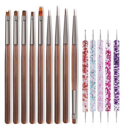 Conjunto de Pincéis para Nail Art, 14 Peças de Pincéis para Pintura de Design de Unhas, Pincéis de Design de Nail Art Profissionais, Pincéis Finos para Unhas