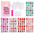 120 Unhas Postiças Infantis, Unhas de Acrílico com Desenhos Animados para Crianças, Unhas Curtas Kawaii para Meninas com Cobertura Total, Unhas Falsas com Cola de Gel#@