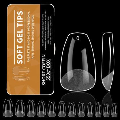 550Pcs Unhas Postiças Mulher Meninas Médio Curto Amêndoa Caixão Cobertura Completa Matte Extensão de Unhas Dicas Acrílico Meia Cobertura unhas postiças