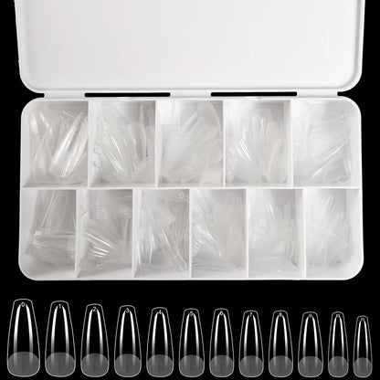 550Pcs Unhas Postiças Mulher Meninas Médio Curto Amêndoa Caixão Cobertura Completa Matte Extensão de Unhas Dicas Acrílico Meia Cobertura unhas postiças