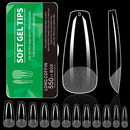 550Pcs Unhas Postiças Mulher Meninas Médio Curto Amêndoa Caixão Cobertura Completa Matte Extensão de Unhas Dicas Acrílico Meia Cobertura unhas postiças