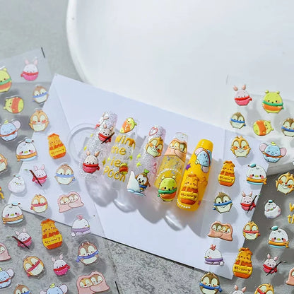 adesivo de unha 5D em relevo, novo desenho animado da Disney, Ursinho Pooh, adesivo de pressão para unhas, adesivo de anime