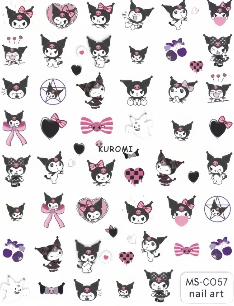 Miniso Adesivos de Unha Duas Dimensões 2D Anime Personagem Adesivo Decoração de Unhas Desenho Animado Hello Kitty Adesivos de Brinquedo Para Unhas