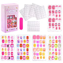 120 Unhas Postiças Infantis, Unhas de Acrílico com Desenhos Animados para Crianças, Unhas Curtas Kawaii para Meninas com Cobertura Total, Unhas Falsas com Cola de Gel