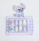 Dicas de unhas postiças infantis do Stitch da Disney, desenho animado, unhas postiças removíveis e fofas de anime para meninas, presente de Natal para crianças