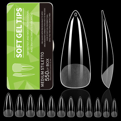 550Pcs Unhas Postiças Mulher Meninas Médio Curto Amêndoa Caixão Cobertura Completa Matte Extensão de Unhas Dicas Acrílico Meia Cobertura unhas postiças